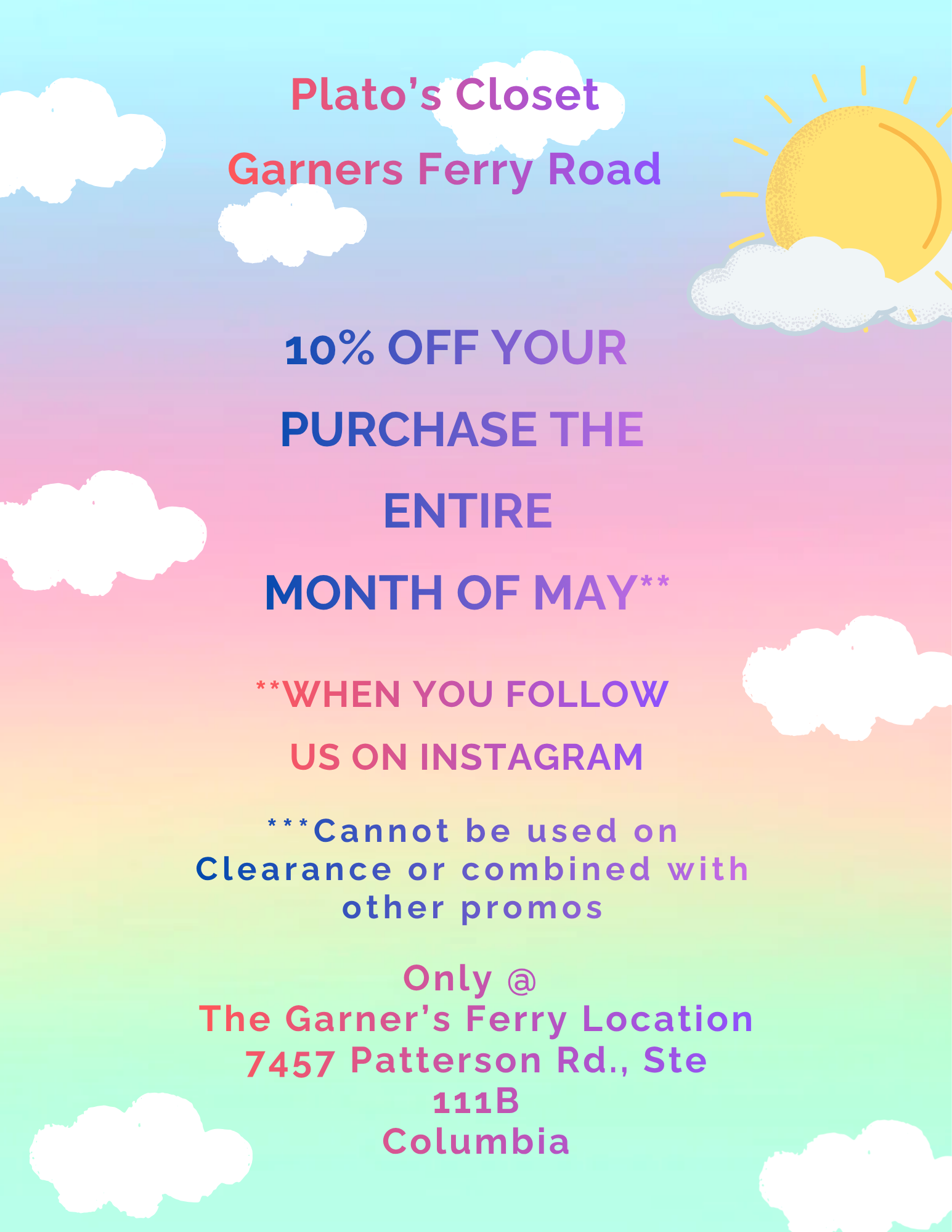 Get 10% off your entire purchase when you show us you follow us on Instagram @ checkout!